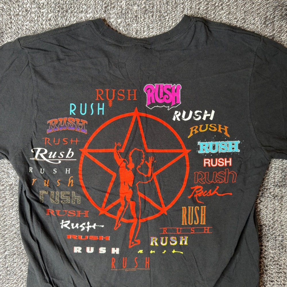 Rush Band Logo Evolution T-Shirt Mens Medium 2015 Black Red Yellow Bay Island